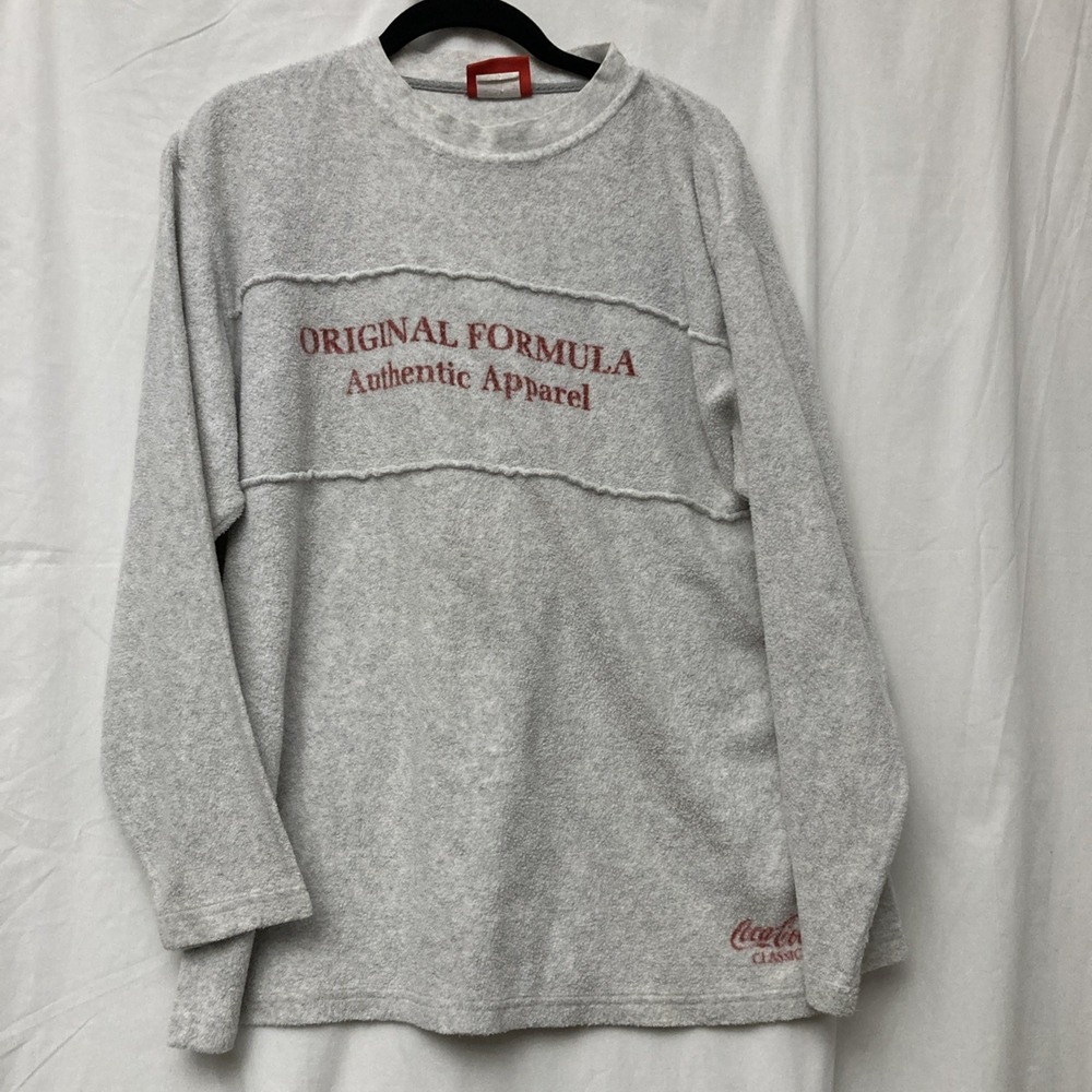 Everything Coca-Cola White Terry Cloth Stencil Original Formula‎ Sweatshirt - M